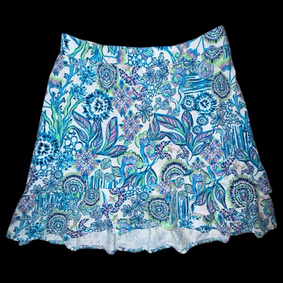 fresh produce Pants - Fresh Produce Blue Floral Skort Skirt Shorts Women's Sz L Summer Activewear